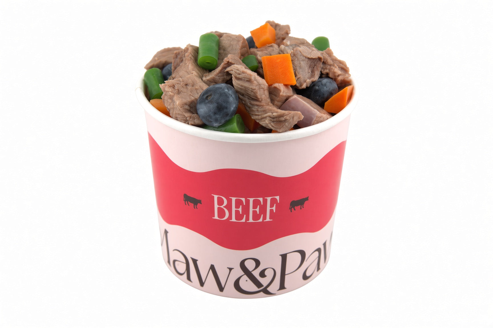 Maw&Paw Beef recipe - real chunks of beef, sweet potato, green beans, and blueberries