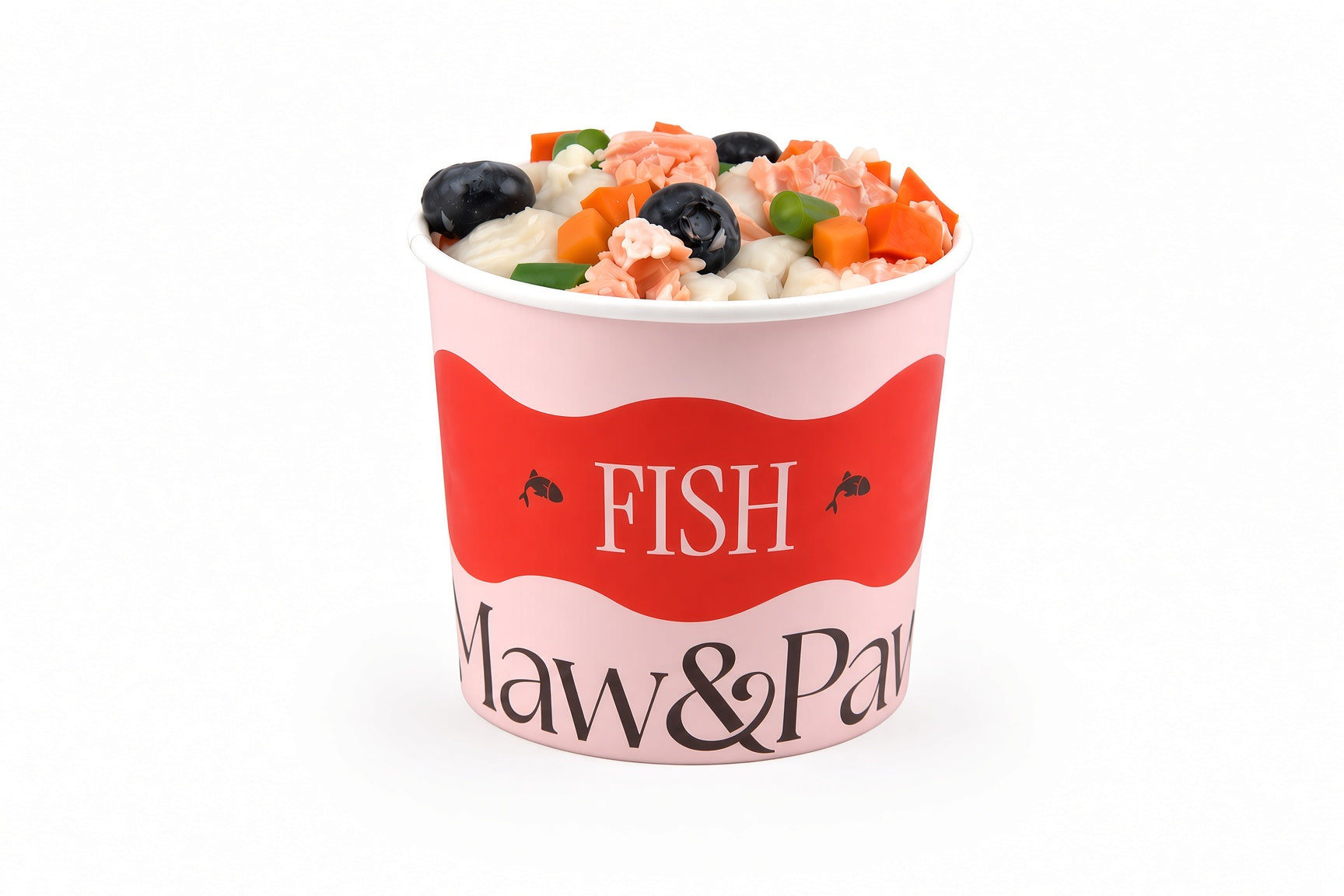 Maw&Paw Fish recipe - white fish, salmon, sweet potato, green beans, and blueberries