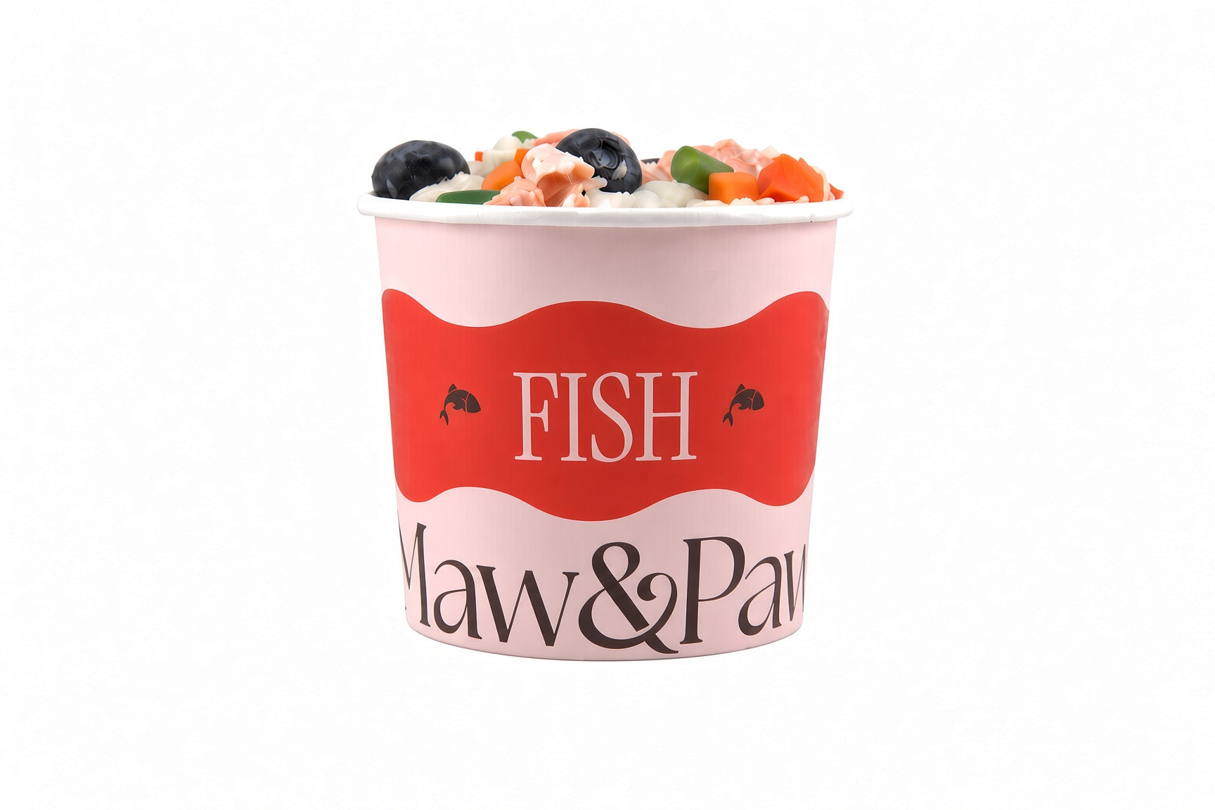 Maw&Paw Fish recipe container, angled view
