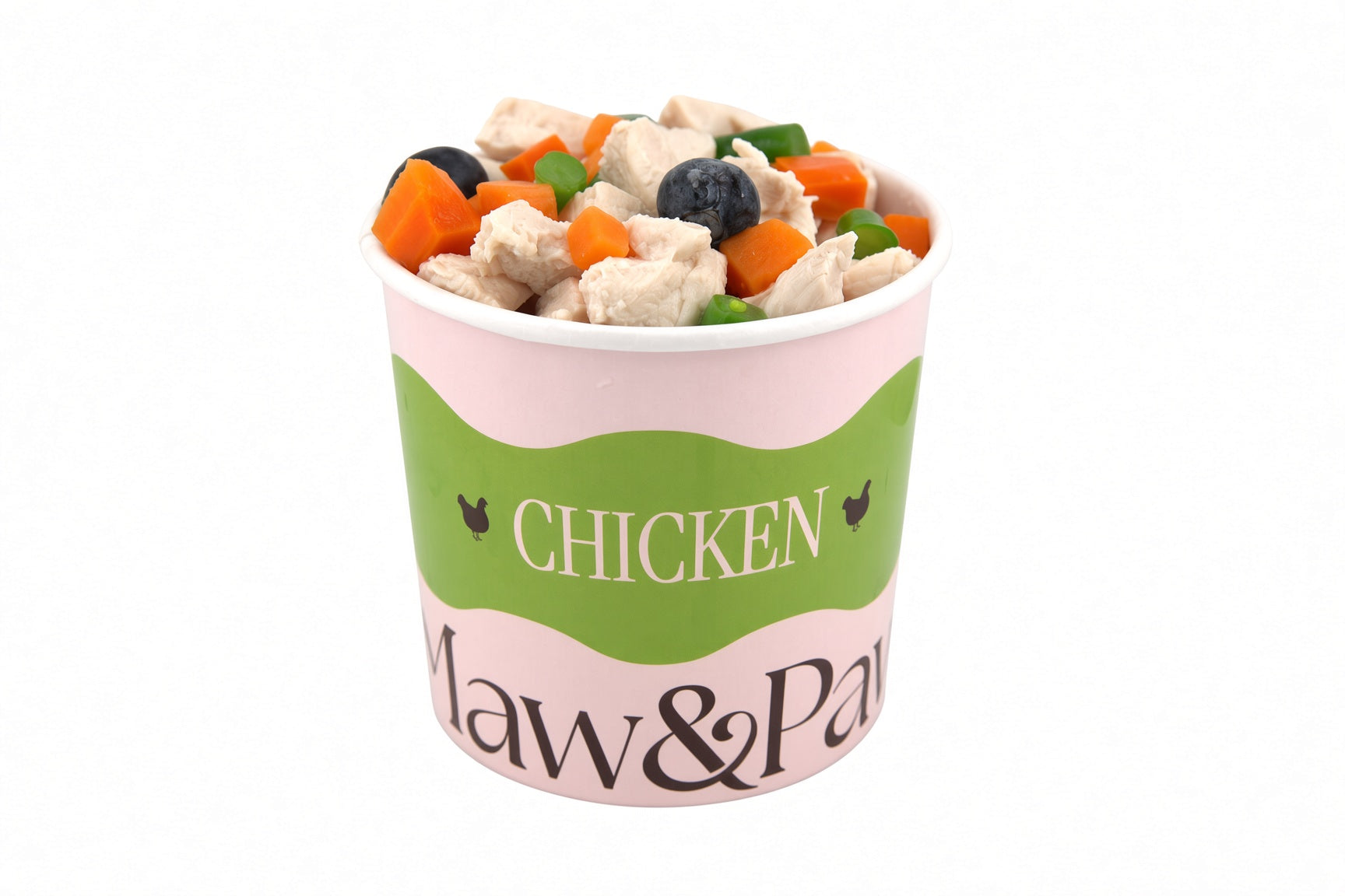 Maw&Paw Chicken recipe - real chunks of chicken, sweet potato, green beans, and blueberries